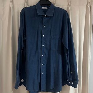 Loro Piana Deep Blue Casual Button Down Shirt